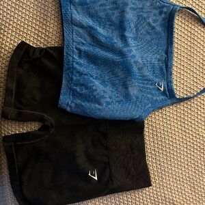 Gymshark Blue and Black Activewear Set